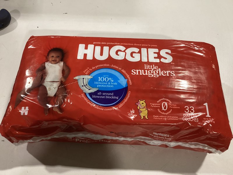 Condition photo showing New/Like New for huggies size 1 diapers, little snugglers baby diapers, size 1 (8-14 lbs), 32 count, packaging may vary size 1 32