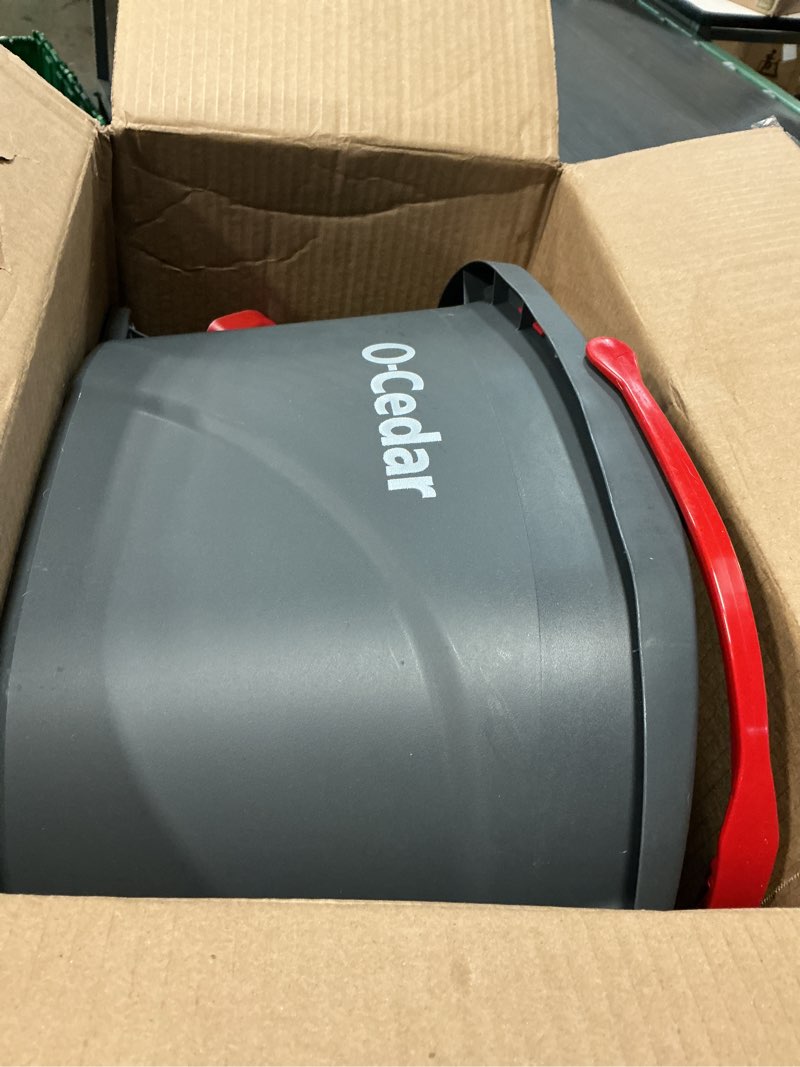 Condition photo showing As Is for o-cedar easywring microfiber spin mop, bucket floor cleaning system, red, gray, standard easywring spin mop & bucket