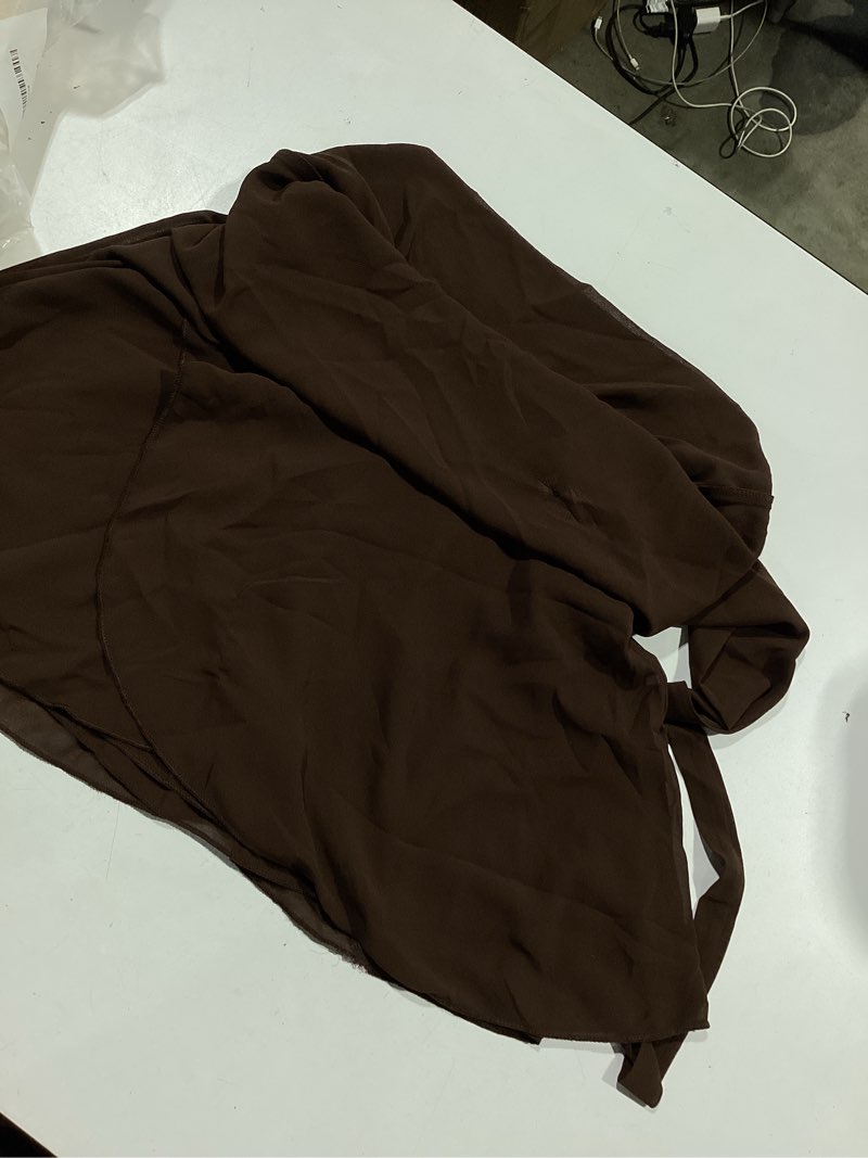 Condition photo showing As Is for gorglitter women's halter mini dress backless draped mesh deep v neck sleeveless a line chiffon summer going out dresses x-small brown
