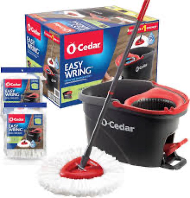 O-Cedar EasyWring Microfiber Spin Mop, Bucket Floor Cleaning System, Red, Gray, Standard