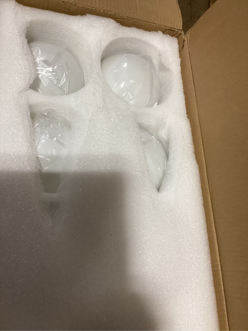 Condition photo showing Good Condition for 6-Light Brushed Nickel Chandelier, Modern Dining Room Light Fixture Hanging, Sputnik Chandelier for Living Room Kitchen Island Bedroom Entryway, Milk White Globe Glass Shade