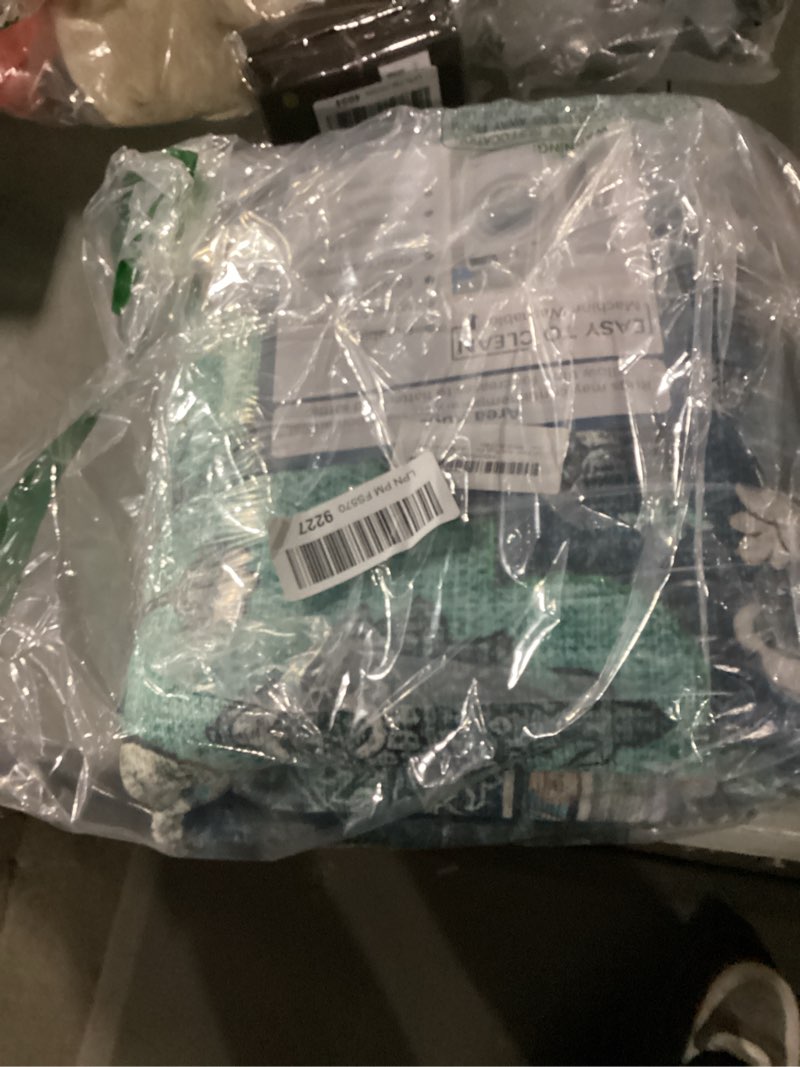 Condition photo showing As Is for Area Rugs 4'x6' Washable Non-Slip, Floral Vintage Distress Print Pattern Medallion Carpet for Living Room Bedroom Dining Room, Teal Green Lake Blue Turquoise Teal 4' x 6' (Rectangular)