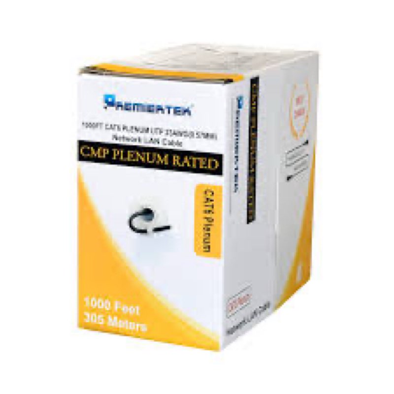 Premiertek 1000Ft Cat6 CMP Plenum 23AWG CCA UTP 4-Pairs Premium Network LAN Cable 550MHz White