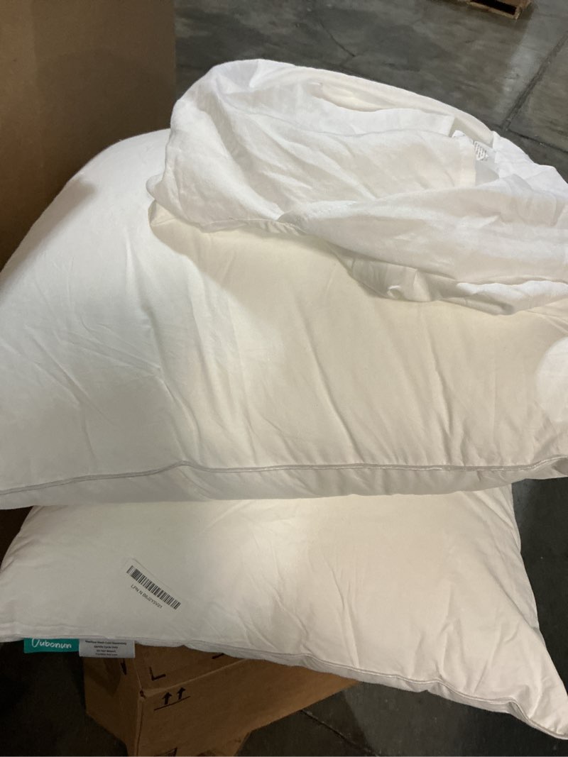 Condition photo showing As Is for oubonun 24x24 square pillow inserts (set of 2) - 100% cotton cover - decorative interior sofa pillow pair - white 24x24 inch (pack of 2)