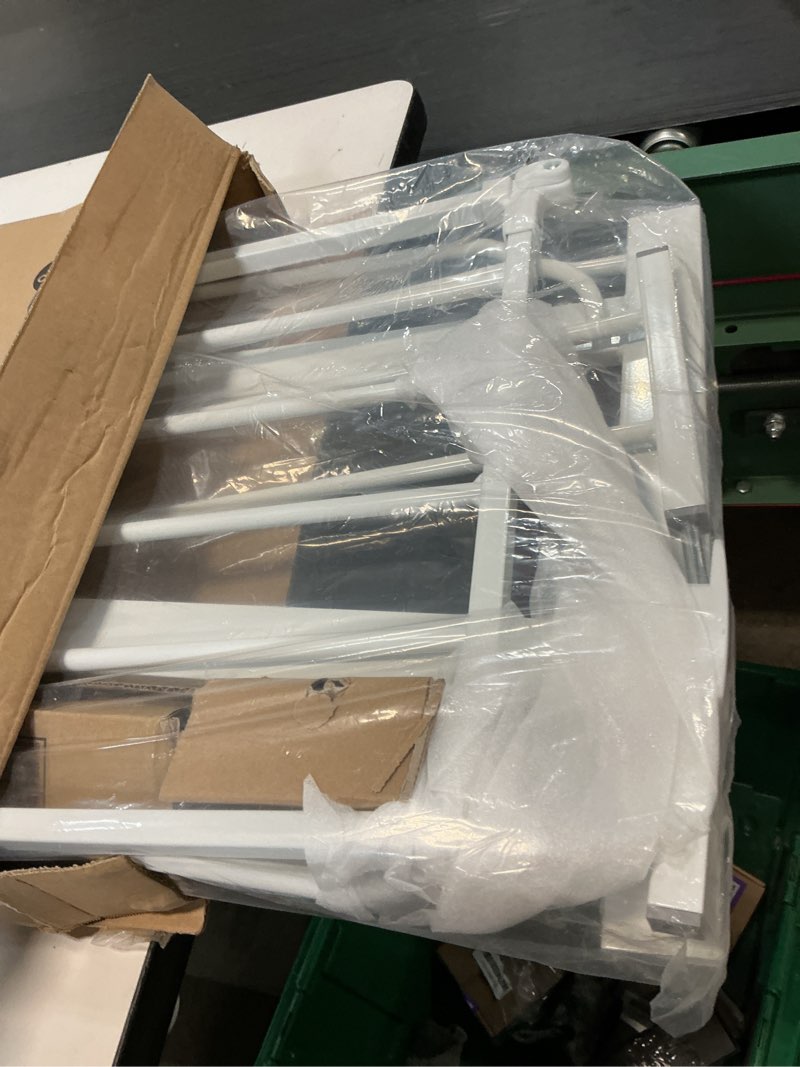 Condition photo showing Good Condition for regalo safety 38" baby gate for doorways & bottom of stairs, pressure mount design for babies, toddlers & pets, tested & safe for 30 years, american designed, american owned, white white 29-38.5"w x 30"h