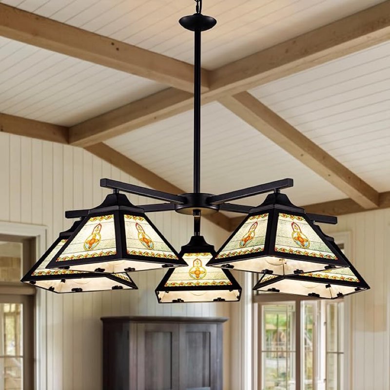 (Similar)Wellmet Tiffany Chandelier 5 Lights, Vintage Chandeliers for Dining Room, Victorian Chandelier for Living Room Bedroom Entryway Foyer Farmhouse