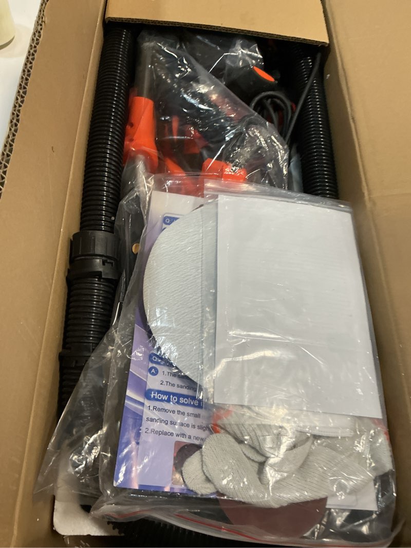 Condition photo showing New/Like New for Drywall Sander, 1000W Popcorn Ceiling Removal Tool, Automatic Drywall Sander with Vacuum Dust Collection, LED Light, 6 Variable Speed 800-2200RPM, Foldable & Extendable Handle,15Pcs Sanding Discs