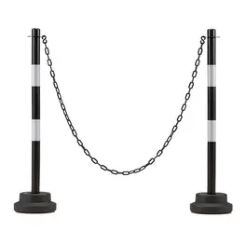 Ancohom 2 Pack 34 Inches Traffic Delineator Post Cones, Portable Black Safety Driveway Barrier with 
