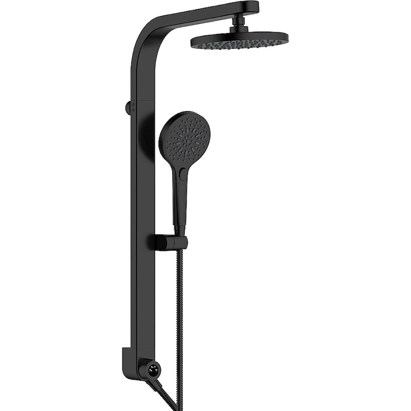  allen + roth drexler black 7.87-in dual head shower panel system with 3