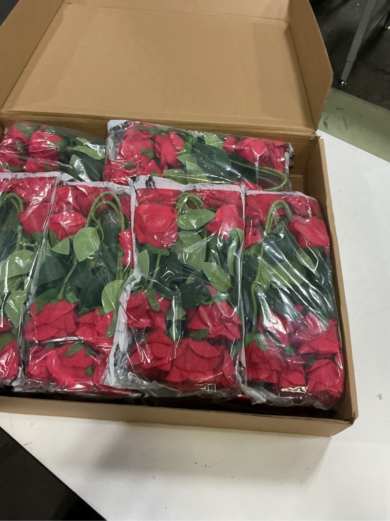 Condition photo showing New/Like New for nubry 100pcs artificial silk roses bulk,fake roses flower with stems realistic flowers for wedding centerpiece home party decor(red) red-100
