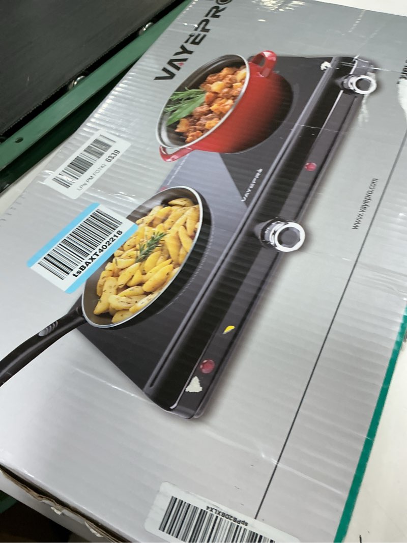 Condition photo showing Good Condition for infrared double burner electric cooktop - 1800w portable stove, heat-up in seconds, countertop cooktop for dorm, compatible with all cookware ceramic glass hp202-t5g