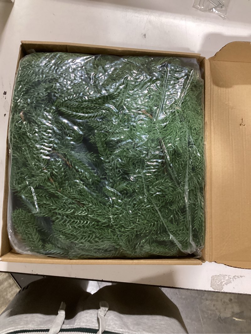 Condition photo showing New/Like New for Artificial 2Pcs 6Ft Norfolk Pine Garlands, Real Touch Christmas Winter Pine Garland, Thick Deluxe Faux Green Greenery Garland for Table, Fireplace, Stairs, Mantle, Indoor Outdoor Christmas Decorations 6FT-2PCS