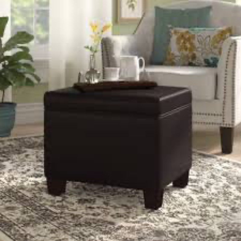 akifa 21.50" wide leather rectangle storage ottoman