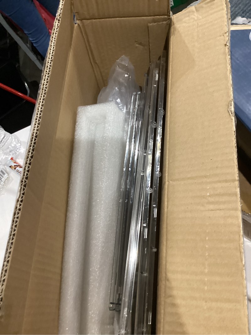 Condition photo showing As Is for 2pack extra large 17.7"x13"x13" clear acrylic organizer box display case, plastic holder with magnetic door for figures, books, handbags, purses, boots