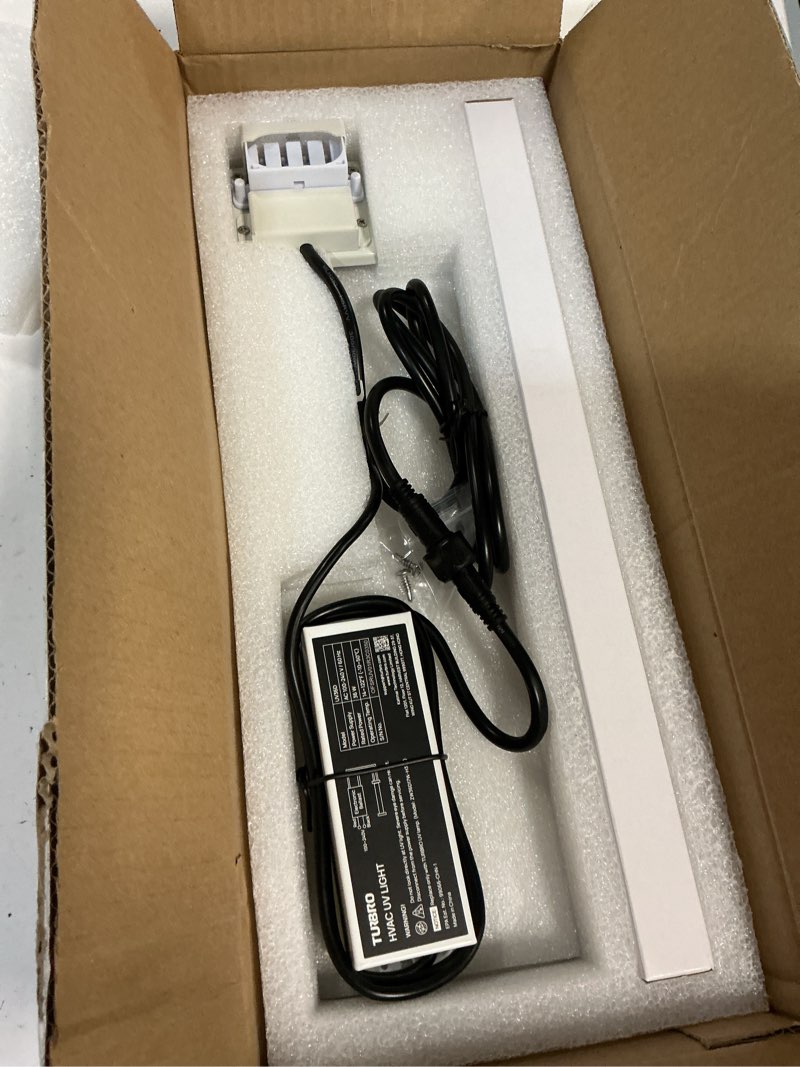 Condition photo showing Good Condition for turbro ac 100-240v 36w hvac uv light kit for ducted coil systems, etl&carb certified, comes with a 15.2 in 4-pin 2g11 base lamp, magnetic holder, and a ballast, for cleaning air and ac systems, uv36d 36w, 100-240v, wiring