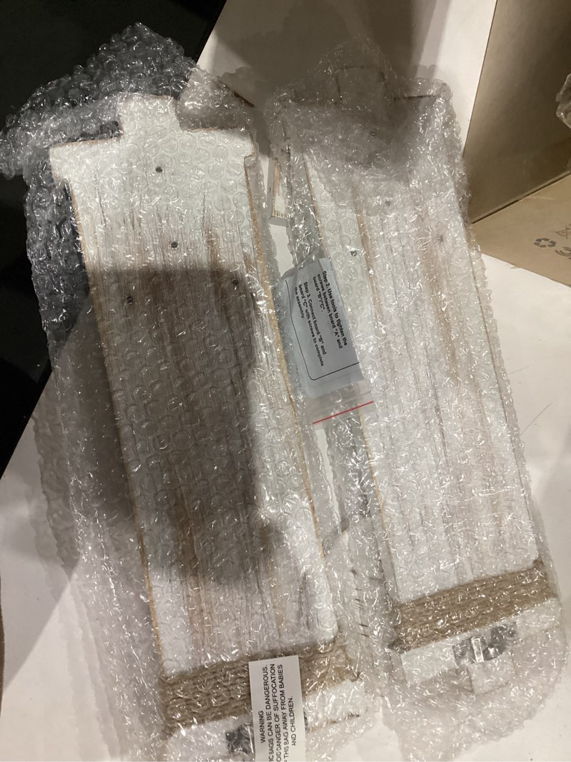 Condition photo showing Good Condition for homemory wall sconces candle holder set of 2, farmhouse wooden rustic wall decor for living room, dining room, bedroom, bathroom (white)