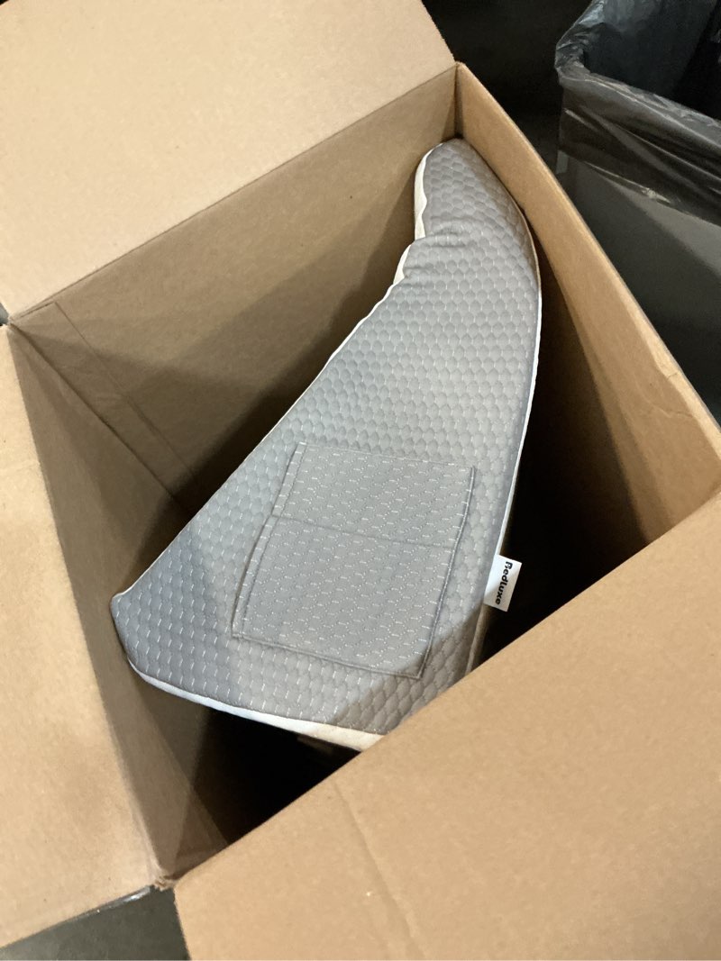 Condition photo showing Good Condition for bedluxe wedge pillow, 12 inch bed wedge pillow for headboard, pillow wedge for acid reflux relief, sleeping, after surgery, snoring, gerd, triangle pillow wedge - cooling memory foam top, white/grey 24*24*12 inch white grey