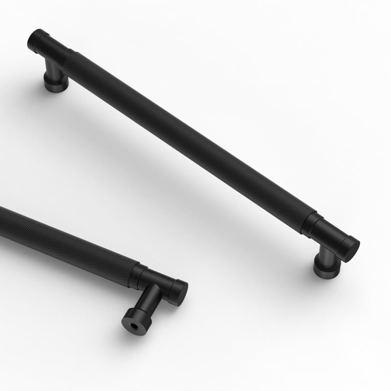 Asidrama 10 Pack 7.5 Inch(192mm) Matte Black Cabinet Pulls Knurled Kitchen Cabinet Handles, Cabinet 