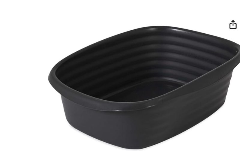 Arm & Hammer Simply Recycled Wave Open Cat Litter Pan, Large, Cat Litter Box, Made in USA, Black
