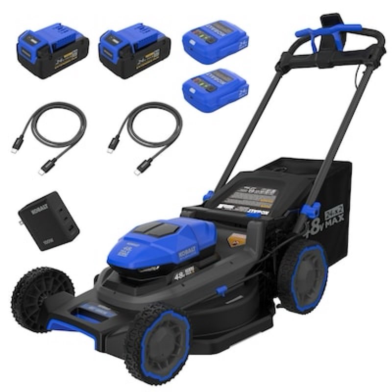 kobalt 48v max (24vx2) 21-in push mower kit, (2) 5.0ah