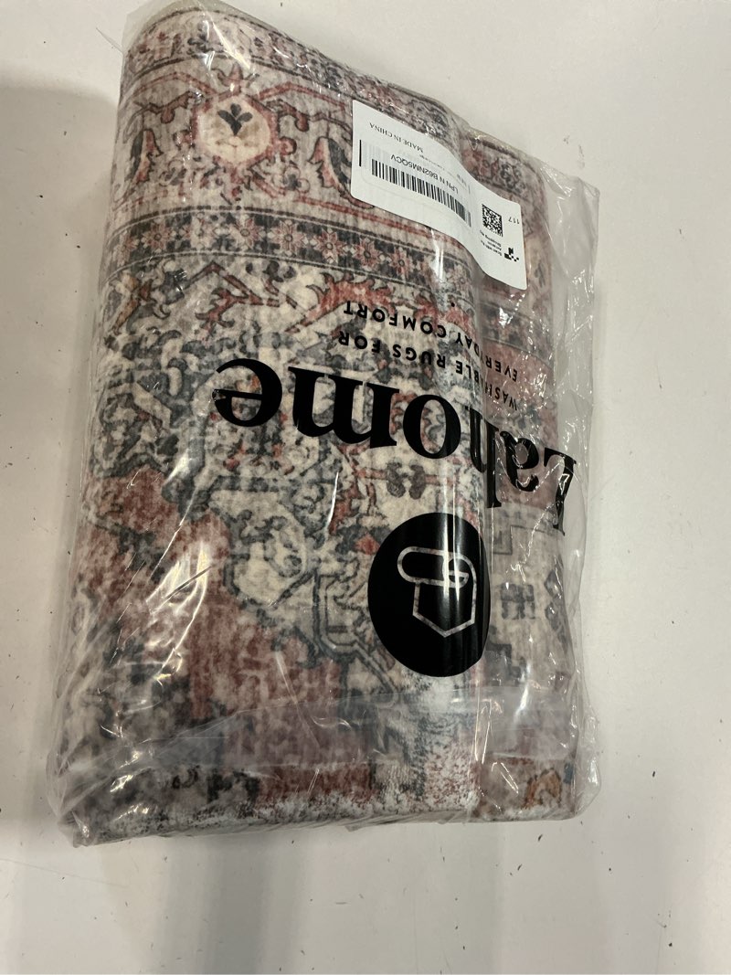 Condition photo showing New/Like New for lahome oriental washable runner rug, 2x6 runner rugs for hallway kitchen, ultra-thin distressed vintage soft long carpet for bathroom bedroom laundry room eleanor, peach/orange terracotta 2' x 6' (runner)