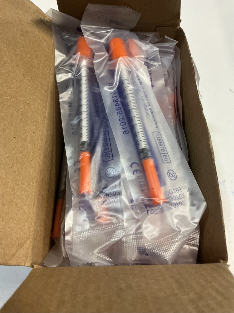 Condition photo showing New/Like New for 1mL/cc Syringes, 31G 1/2" (12.7mm), Disposable, Individually Sealed, Leak-Free Design, Pack of 100 1ml-31G-1/2" 100 Pack