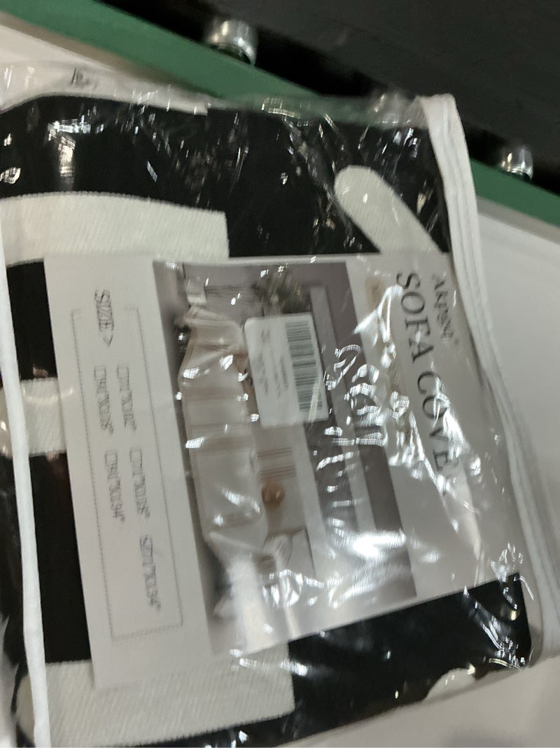 Condition photo showing New/Like New for boho non slip covers sofa covers for 3 cushion chenille dog pet couch protector washable anti-slip sectional couch cover tassels l shaped sofa cover (black-grey, 71"*118") black-grey 71"*118"