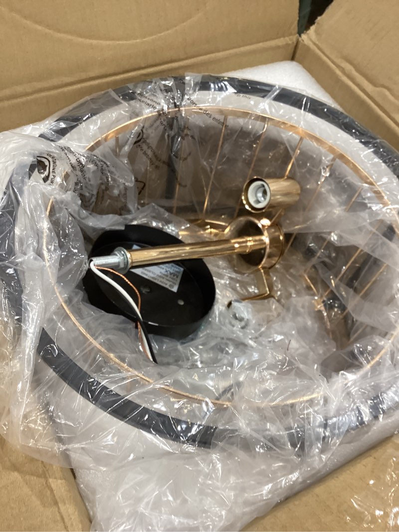 Condition photo showing As Is for AGV LIGHTING CL025 Crystal Ceiling Light Fixture, Semi Flush Mount, 4-Lights, D12 x H13, Clear K9 Crystal, Matte Black & Shine Gold Finish Black and Gold 025