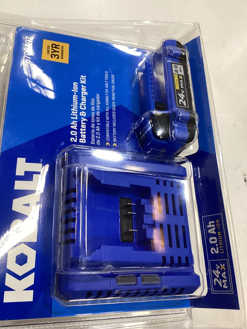 Condition photo showing As Is for kobalt 24 -volt 1 -pack lithium-ion ( 2 ah battery and charger )