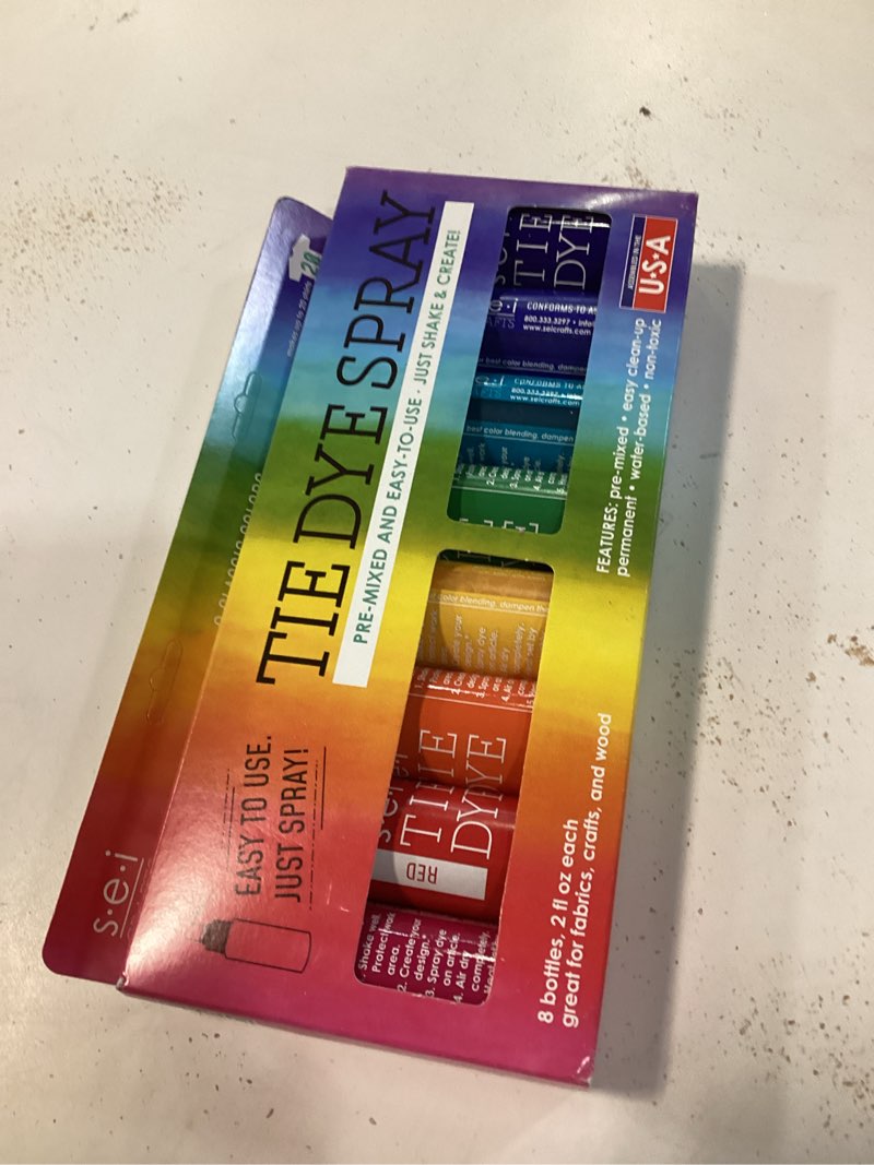 Condition photo showing New/Like New for sei classic tie dye kit, fabric dye spray, 8 colors