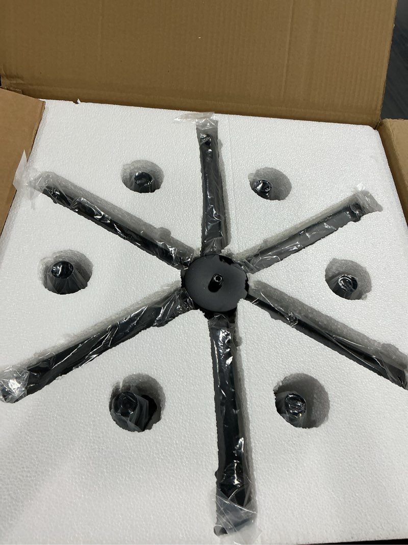 Condition photo showing item condition for 21" Black Farmhouse Chandelier - 6-Light Modern Industrial Geometric Metal Pendant Lighting for Dining Room, Entryway, Living Room, Bedroom & Kitchen, Rustic Ceiling Fixture (E12 Bulbs Not Included) 8808-6B