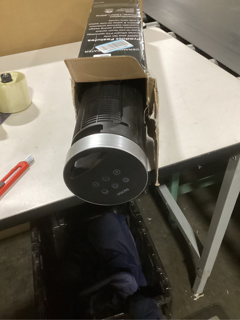 Condition photo showing As Is for Space Heater for Indoor Use with Remote - 70° Oscillating Tower Electric Heater, 24 Inchs, 12H Timer, 1500W Quiet PTC Ceramic Heating with Thermostat, Fast Safety Heat for Office, Home, Bedroom