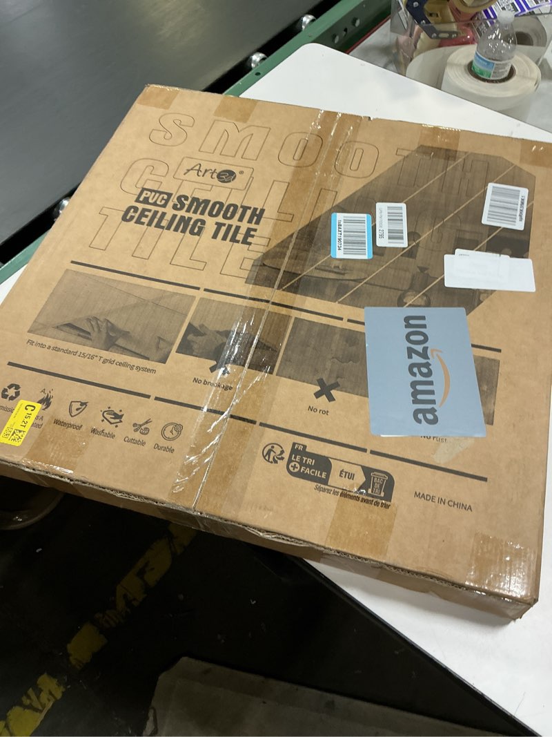 Condition photo showing New/Like New for Art3d 12-Pack Smooth Drop Ceiling Tile 2ft x 2ft - Fire-Rated, Waterproof, Reusable - Preimum PVC, No Sag and Breakage - Cover 48 Sq. Ft, White 24*24 12pcs White-1 12