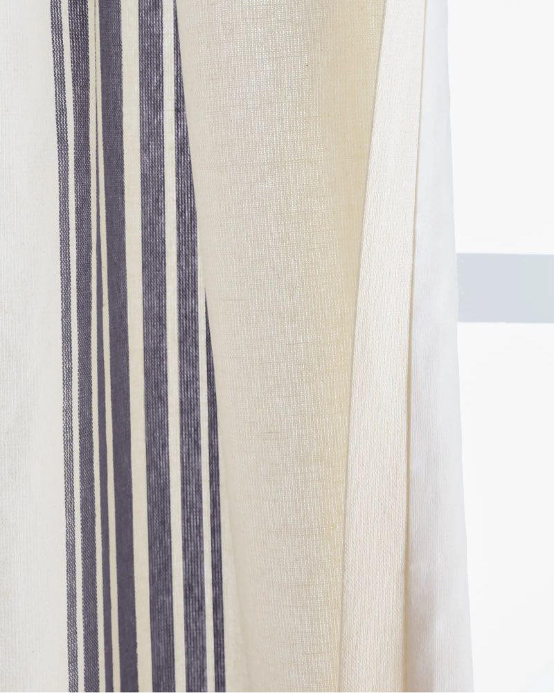 coastal stripe linen cotton curtain size: 48x96