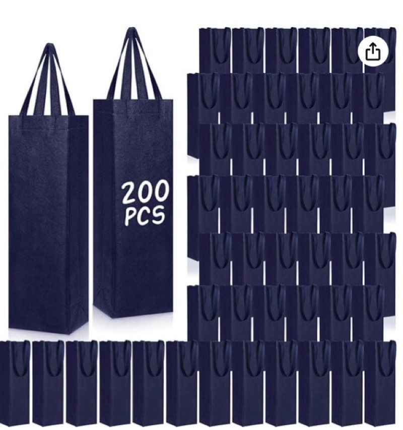 windyun 200 pcs wine gift bags with handle reusable small 13.8x3.5x3.9 inches liquor bottle totes bu