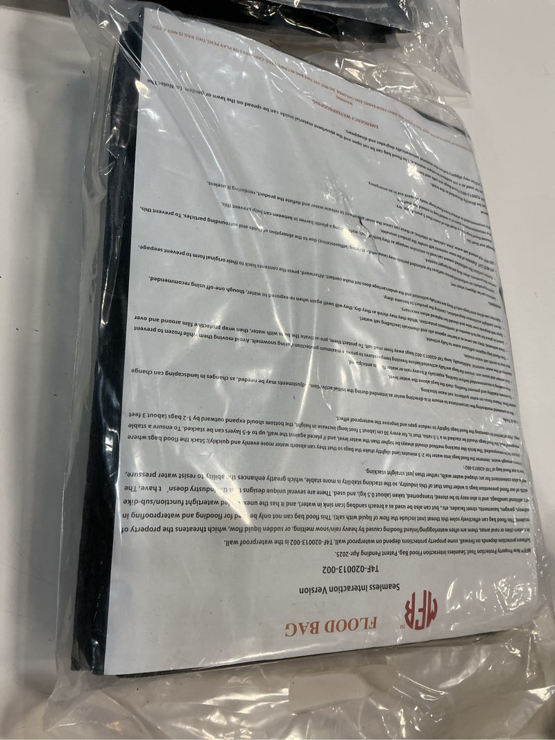 Condition photo showing New/Like New for MFR Water Activated Flood Bags, Sandless Flood Barrier Flood Bags for Home, Doorway, Driveway, Garag