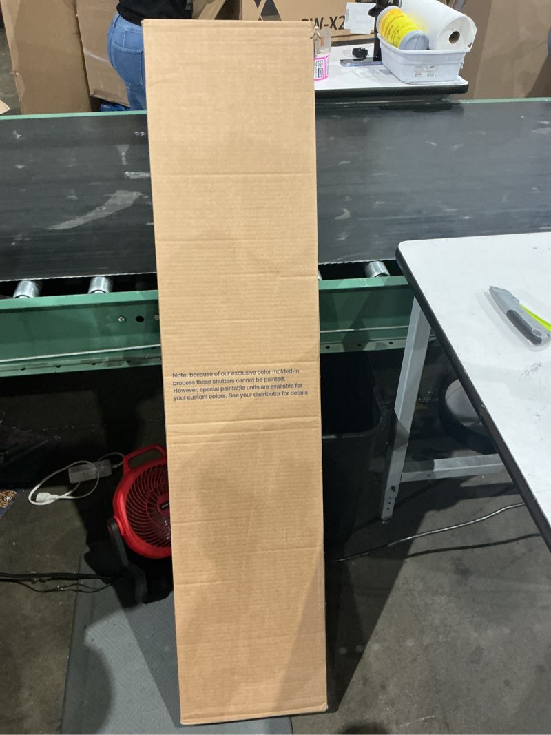 Condition photo showing New/Like New for mid america raised panel vinyl shutters (1 pair) - 12 x 55 002 black black 12"w x 55"h
