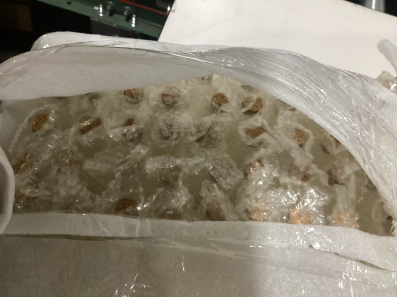 Condition photo showing As Is for Thyle 100 Pcs Glass Test Tubes with Cork Clear Stoppers Round Bottom Lab Test Alcohol Tampons Glass Tubes Container Vials for Plants Scientific Experiments Candy Storage Party Favors (25x140mm/45ml)