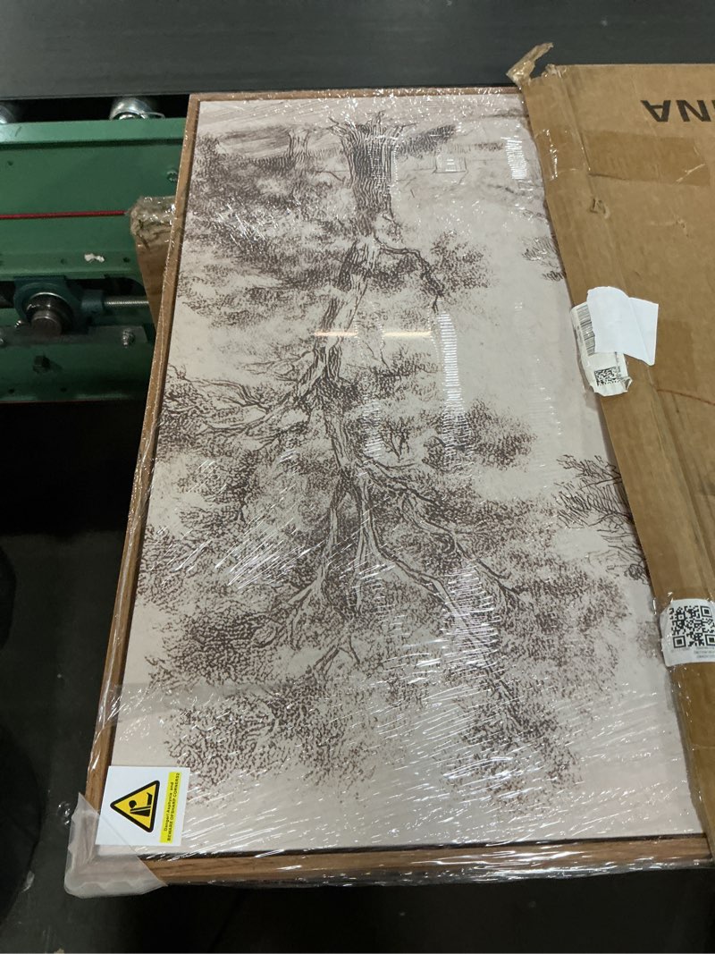 Condition photo showing New/Like New for Framed Vintage Landscape Canvas Wall Art for Living Room, Extra Large Horizontal Rustic Tree Botanical Picture Prints Paintings, Neutral Wabi Sabi Artwork Decor for Bedroom Entryway 57x28.5 Inch 28.5"L x 57"W Beige and Gray