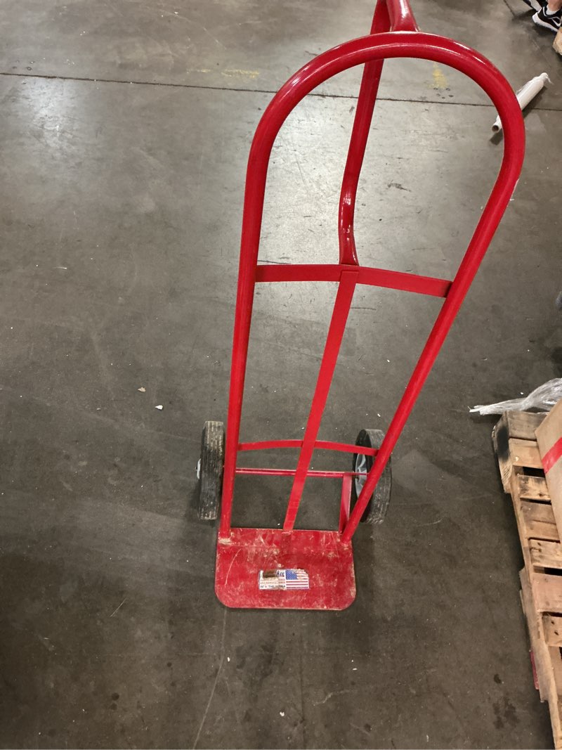 Condition photo showing As Is for milwaukee 800-lb capacity 2 -wheel red steel heavy duty hand truck
