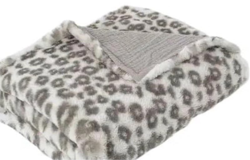 MON AMI Charmante Leopard Faux Fur Blanket – 35x29”, Cotton Muslin Lined Blanket, Comfortable Travel Blanket, Toddlers Blanket
