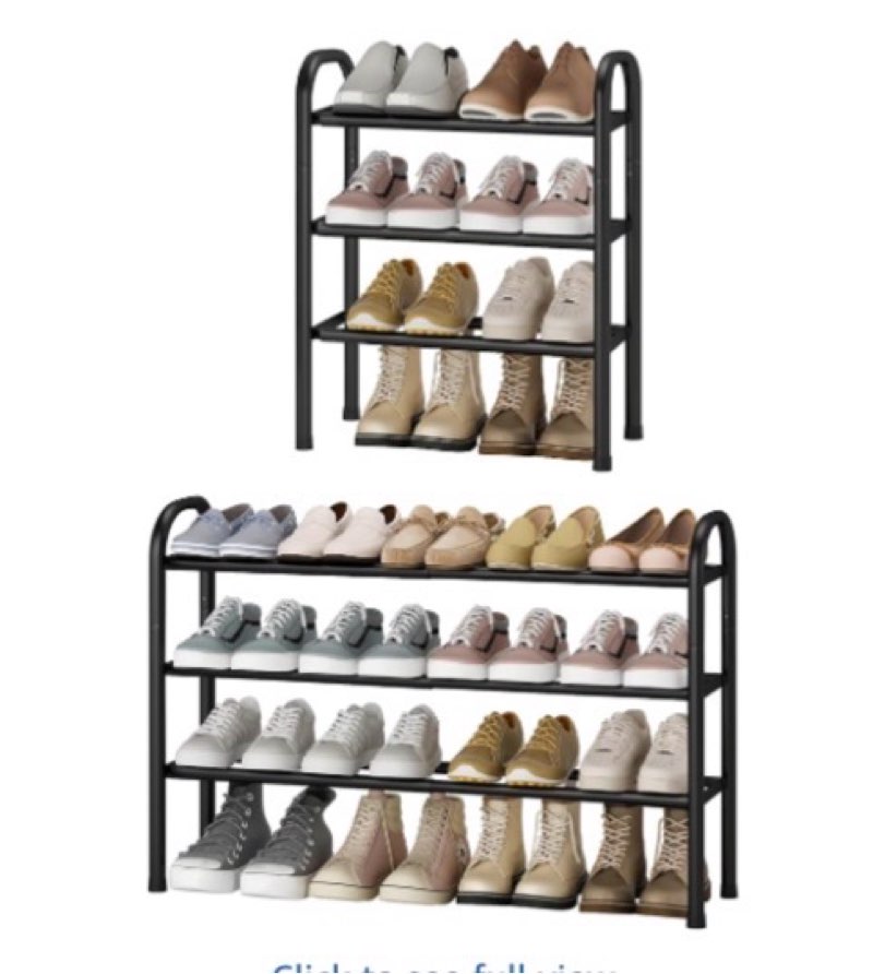 sto sto expandable shoe rack, 3-tier metal small shoe rack for closet, up to 16 pairs adjustable sho