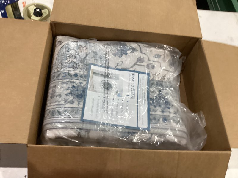 Condition photo showing As Is for Area Rugs 3'x10' Runner Rug Non Slip Washable for Kitchen Hallway Bedroom Beside Laundry Room Bathroom Rug, Floor Carpet, Light Blue Navy Beige Gray White Blue/White/Gray/Purple 3' x 10' (Runner)