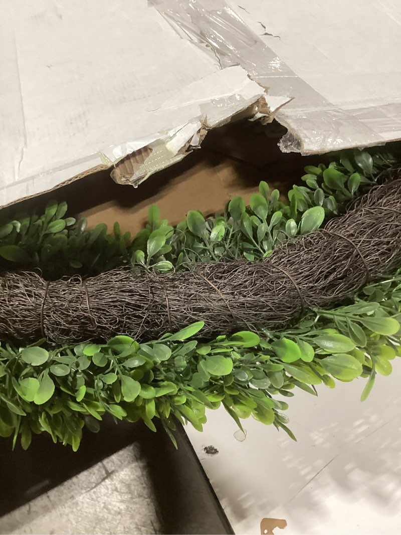 Condition photo showing Good Condition for 26inch boxwood wreaths for front door?summer wreaths for front door outside realistic?front door wreath outside all season?artificial green wreath for farmhouse porch wall wedding room home decor
