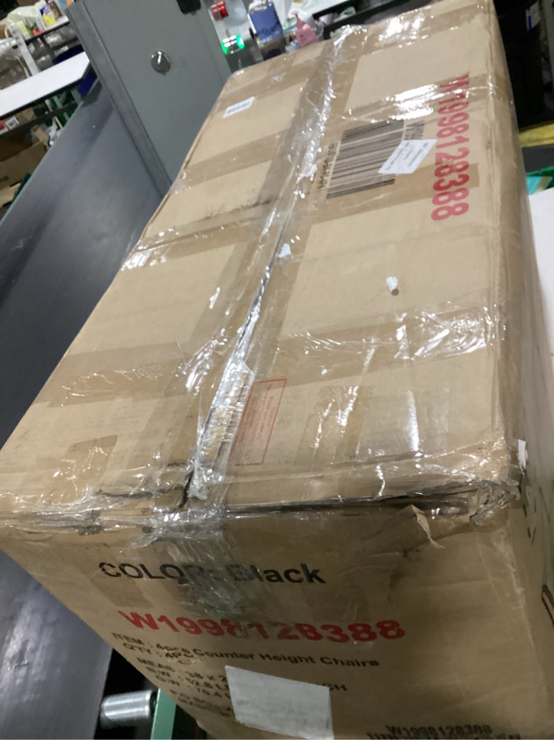 Condition photo showing Good Condition for KEIKI 5-Piece Standard Height Dining Table Set with Square Table and 4 Upholstered Chair, for 4 Person, Classic Crystal Decoration Wood Table Set, Easy Assembly, for Kitchen, Dining Room, Black Black 34.5"L x 34.5"W x 30"H