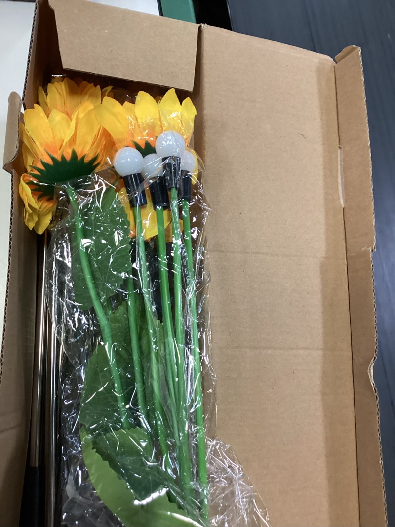 Condition photo showing New/Like New for solar sunflower lights outdoor 4 pack solar flowers waterproof outdoor with firefly lights,solar sunflowers memorial garden decor gifts for mom grandma yard lawn patio 4 pack sunflowers firefly lights