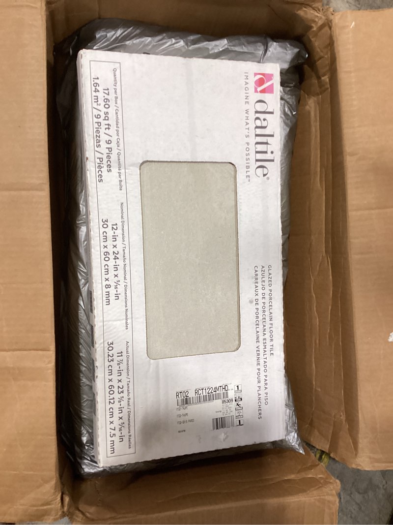 Condition photo showing As Is for daltile archaia 12 x 24 glazed porcelain floor tile (9 pc per carton) (17.60 sqft per carton)