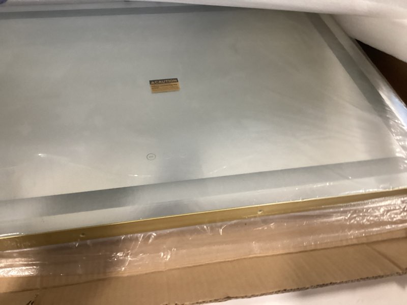 Condition photo showing New/Like New for Hasipu Vanity Mirror with Lights, 31.5" x 22" LED Makeup Mirror, Lighted Makeup Mirror with Dimmable 3 Modes, Touch Screen Control Vanity Mirror Round Gold Gold 31.5"L x 22"W