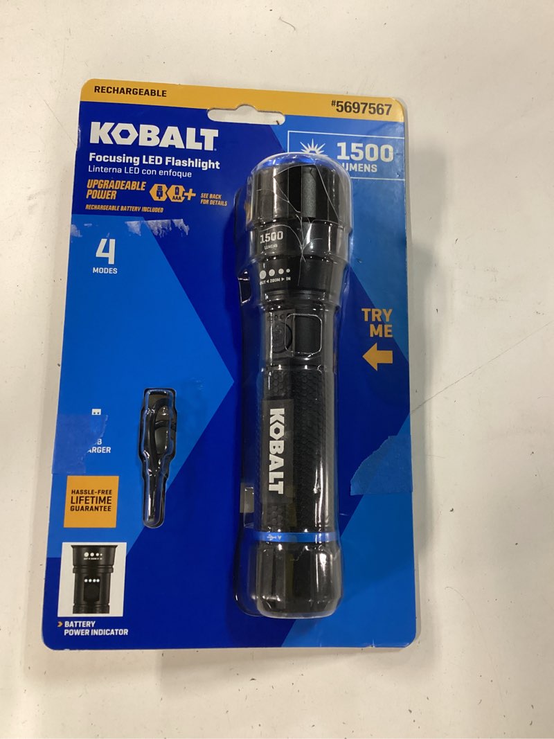 Condition photo showing New/Like New for kobalt 1500-lumen 4 -adjustable mode led rechargeable flashlight