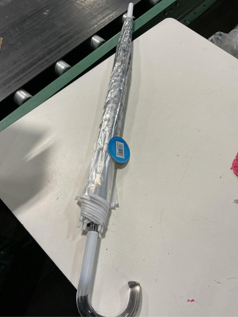 Condition photo showing New/Like New for shedrain auto open bubble stick umbrella, silver dots